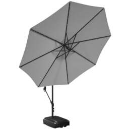 Living and Home Light Grey Crank Lift Solar LED Parasol with Fillable Base 3m - Wilko - thumbnail 1