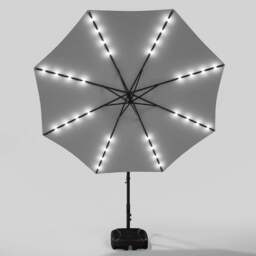 Living and Home Light Grey Crank Lift Solar LED Parasol with Fillable Base 3m - Wilko - thumbnail 7