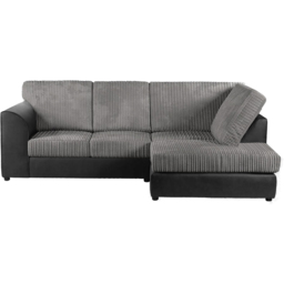 Luxor 4 Seater Black and Grey Jumbo Cord Full Back Right Hand L Shape Corner Sofa - Multi - Wilko - thumbnail 3