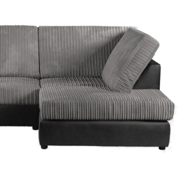 Luxor 4 Seater Black and Grey Jumbo Cord Full Back Right Hand L Shape Corner Sofa - Multi - Wilko - thumbnail 4