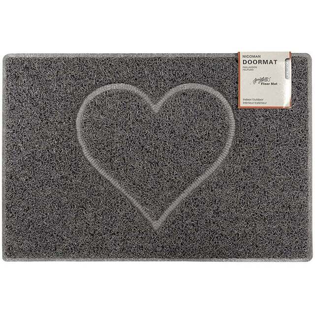 Oseasons Grey Heart Embossed Doormat 60 x 40cm - Wilko - image 1