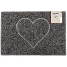 Oseasons Grey Heart Embossed Doormat 60 x 40cm - Wilko