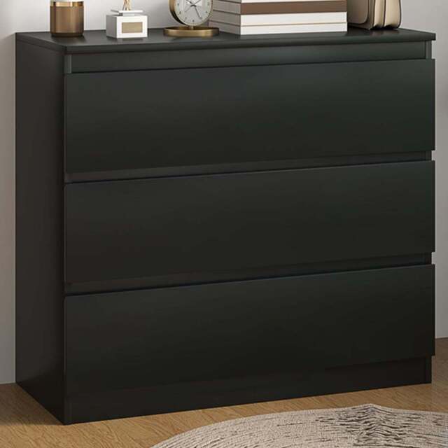 Portland 3 Drawer Black Chest of Drawers - Wilko - image 1