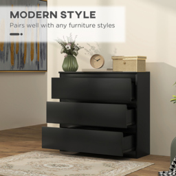 Portland 3 Drawer Black Chest of Drawers - Wilko - thumbnail 7