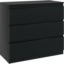 Portland 3 Drawer Black Chest of Drawers - Wilko - thumbnail 3