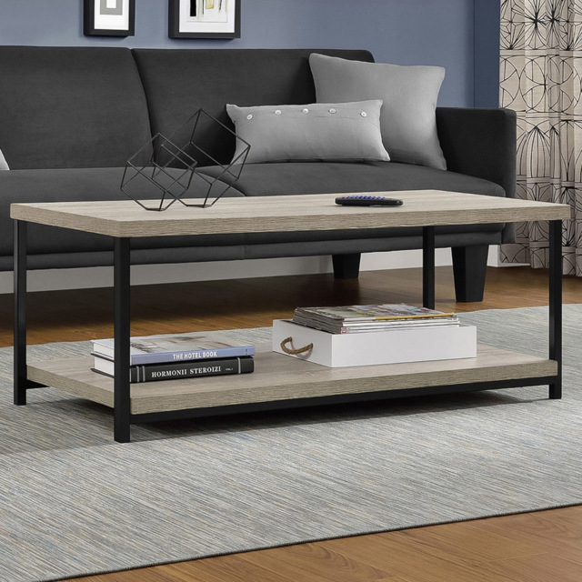 Dorel Elmwood 2 Shelf Weathered Oak Coffee Table - Size: 39 x 103 x 49cm - Grey - Wilko - image 1