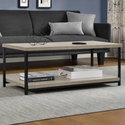 Dorel Elmwood 2 Shelf Weathered Oak Coffee Table - Size: 39 x 103 x 49cm - Grey - Wilko - thumbnail 1