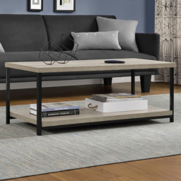 Dorel Elmwood 2 Shelf Weathered Oak Coffee Table - Size: 39 x 103 x 49cm - Grey - Wilko - thumbnail 6