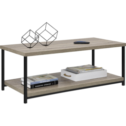 Dorel Elmwood 2 Shelf Weathered Oak Coffee Table - Size: 39 x 103 x 49cm - Grey - Wilko - thumbnail 5