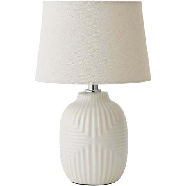 ValueLights Harrison Taper Shade White Geo Ribbed Pattern Gloss Small LED Table Lamp - Size: 28.5 x 18 x 18cm - Wilko - image 1