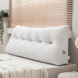 Living and Home Beige Corduroy Wedge Headboard Pillow with Side Pocket 150 x 20cm - Size: 50 x 150 x 20cm - Wilko - thumbnail 3