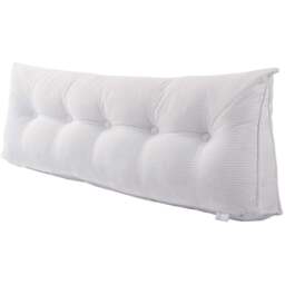 Living and Home Beige Corduroy Wedge Headboard Pillow with Side Pocket 150 x 20cm - Size: 50 x 150 x 20cm - Wilko