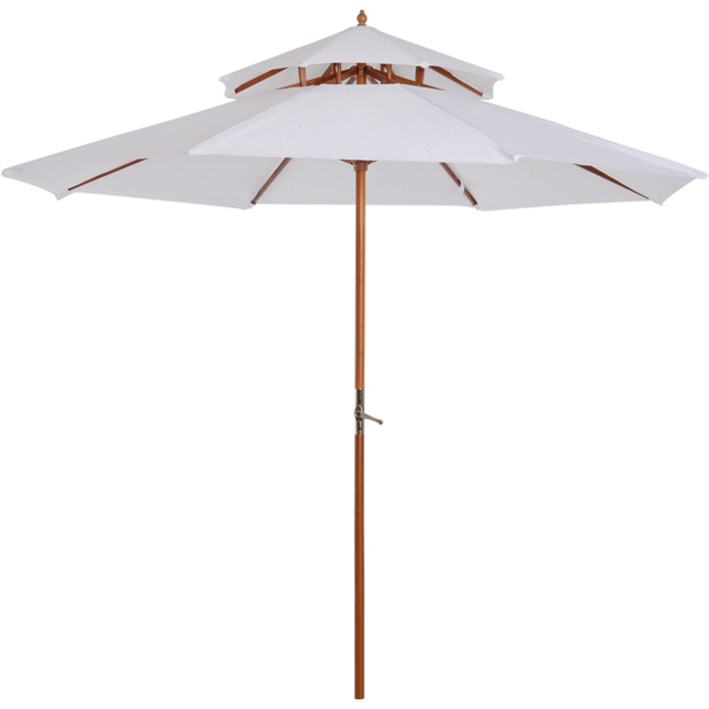 Outsunny White Double Tier Crank Handle Parasol 2.7m - Size: 2.65 x 2.65 x 2.64cm - Cream - Wilko - image 1