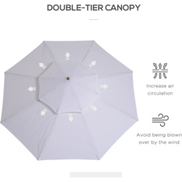 Outsunny White Double Tier Crank Handle Parasol 2.7m - Size: 2.65 x 2.65 x 2.64cm - Cream - Wilko - thumbnail 7