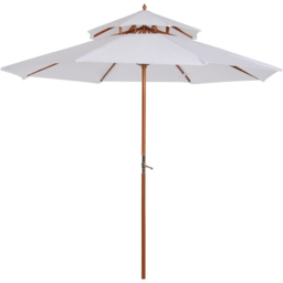 Outsunny White Double Tier Crank Handle Parasol 2.7m - Size: 2.65 x 2.65 x 2.64cm - Cream - Wilko - thumbnail 1
