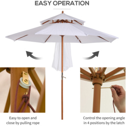 Outsunny White Double Tier Crank Handle Parasol 2.7m - Size: 2.65 x 2.65 x 2.64cm - Cream - Wilko - thumbnail 6