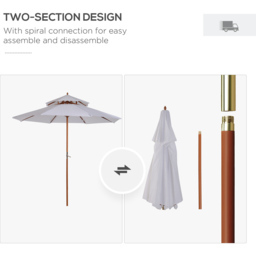 Outsunny White Double Tier Crank Handle Parasol 2.7m - Size: 2.65 x 2.65 x 2.64cm - Cream - Wilko - thumbnail 5