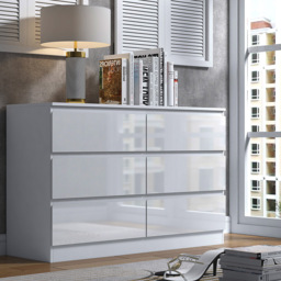 FWStyle Stora 6 Drawer White Gloss Chest of Drawers - Wilko - thumbnail 6