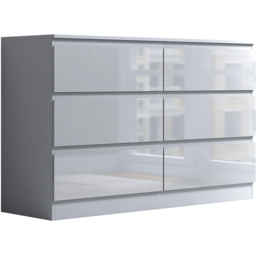 FWStyle Stora 6 Drawer White Gloss Chest of Drawers - Wilko - thumbnail 3