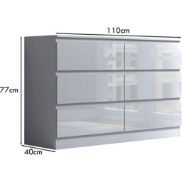 FWStyle Stora 6 Drawer White Gloss Chest of Drawers - Wilko - thumbnail 7