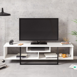 Decorotika Asal 3 Shelf White and Black Modern TV Unit - Size: 40 x 150 x 35.2cm - Multi - Wilko - thumbnail 4