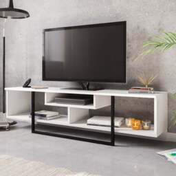 Decorotika Asal 3 Shelf White and Black Modern TV Unit - Size: 40 x 150 x 35.2cm - Multi - Wilko