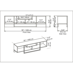 Decorotika Asal 3 Shelf White and Black Modern TV Unit - Size: 40 x 150 x 35.2cm - Multi - Wilko - thumbnail 5