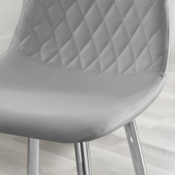 Furniturebox Solara Grey Faux Leather Silver Legs Counter Stools Set of 2 - Wilko - thumbnail 3