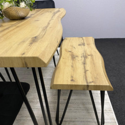 Kosy Koala 6 Seater Velvet Wooden Dining Set with Bench Black - Multi - Wilko - thumbnail 3
