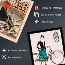 Artery8 Vintage French Bicycle Adverts Wall Art Print 30 x 41cm 6 Pack - Size: 40.5 x 30.5 x 0.3cm - Multi - Wilko - thumbnail 5