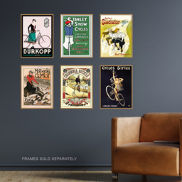 Artery8 Vintage French Bicycle Adverts Wall Art Print 30 x 41cm 6 Pack - Size: 40.5 x 30.5 x 0.3cm - Multi - Wilko - thumbnail 3