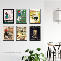 Artery8 Vintage French Bicycle Adverts Wall Art Print 30 x 41cm 6 Pack - Size: 40.5 x 30.5 x 0.3cm - Multi - Wilko - thumbnail 4