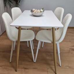 Portland 4 Seater Faux leather Dining Set White - Wilko