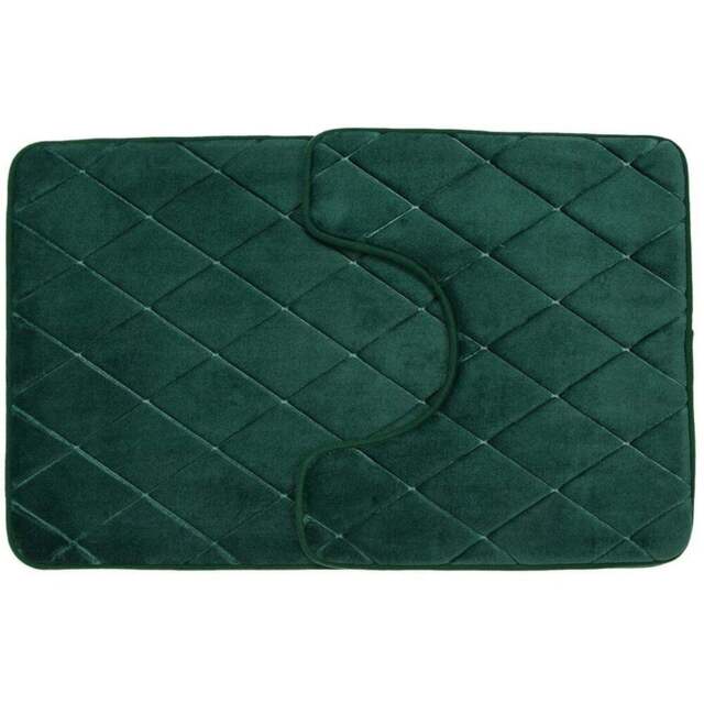 Diamond Bath and Pedestal Mat Set - Emerald - Wilko - image 1