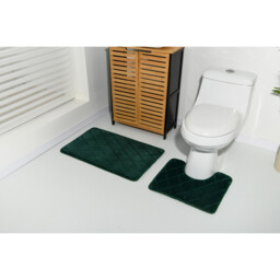 Diamond Bath and Pedestal Mat Set - Emerald - Wilko - thumbnail 4