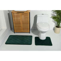 Diamond Bath and Pedestal Mat Set - Emerald - Wilko - thumbnail 3