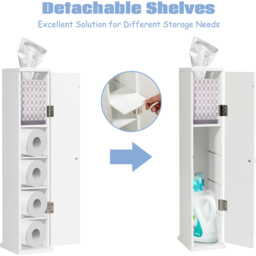 Costway Compact Freestanding Toilet Paper Holder - Size: 16 x 17 x 69cm - White - Wilko - thumbnail 6