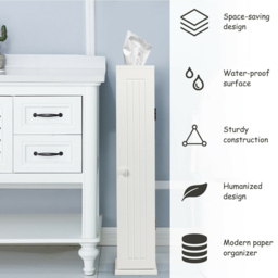 Costway Compact Freestanding Toilet Paper Holder - Size: 16 x 17 x 69cm - White - Wilko - thumbnail 5