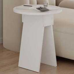 Decortie Chen Round Side Table with White Sculptural Base - Size: 50 x 42 x 42cm - Wilko