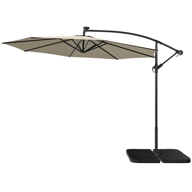 Living and Home Black Cantilever Parasol with Cross Base and Square Base 3m - White - Wilko - image 1