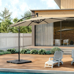 Living and Home Black Cantilever Parasol with Cross Base and Square Base 3m - White - Wilko - thumbnail 3