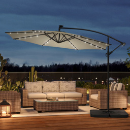 Living and Home Black Cantilever Parasol with Cross Base and Square Base 3m - White - Wilko - thumbnail 6