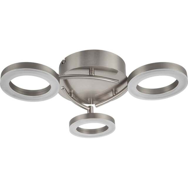Cosylyte Juni 3 Ring Matt Nickel LED Flush Ceiling Light - Size: 11.5 x 37.5 x 41cm - Silver - Wilko - image 1