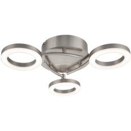 Cosylyte Juni 3 Ring Matt Nickel LED Flush Ceiling Light - Size: 11.5 x 37.5 x 41cm - Silver - Wilko - thumbnail 4