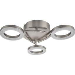 Cosylyte Juni 3 Ring Matt Nickel LED Flush Ceiling Light - Size: 11.5 x 37.5 x 41cm - Silver - Wilko