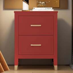Palazzi 2 Drawer Red Wide Bedside Table - Wilko