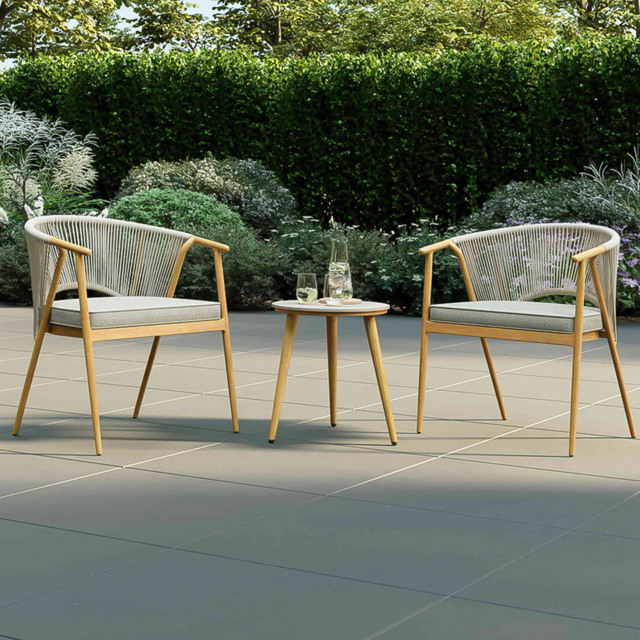Charles Bentley Almada 2 Seater Rope Weave Bistro Set - Grey - Wilko - image 1