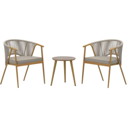 Charles Bentley Almada 2 Seater Rope Weave Bistro Set - Grey - Wilko - thumbnail 3