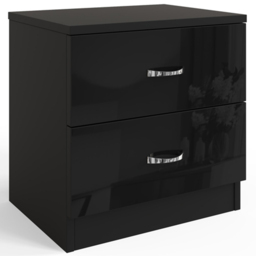 FWStyle Chilton 2 Drawer Black Gloss Bedside Table - Wilko - thumbnail 3