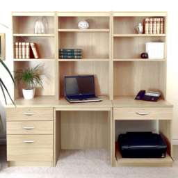 R White Cabinets SET-14-IN-ST Desk Drawer Printer Unit and Hutch Bookcase Home Office Furniture Set - Size: 182 x 170 x 54cm - Brown - Wilko - thumbnail 1